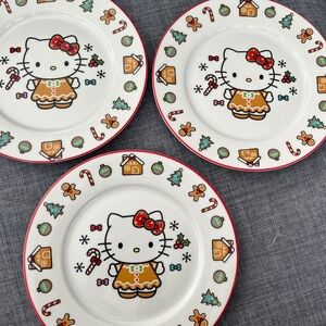 Hello Kitty Plates 8" Christmas Gingerbread 3 Piece Set 2024